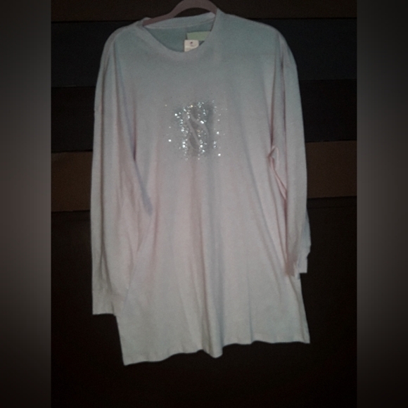 NWT Med Pink Heathered Victoria's Secret Long sleeve Gorgeous Nightshirt Bling - Picture 2 of 12